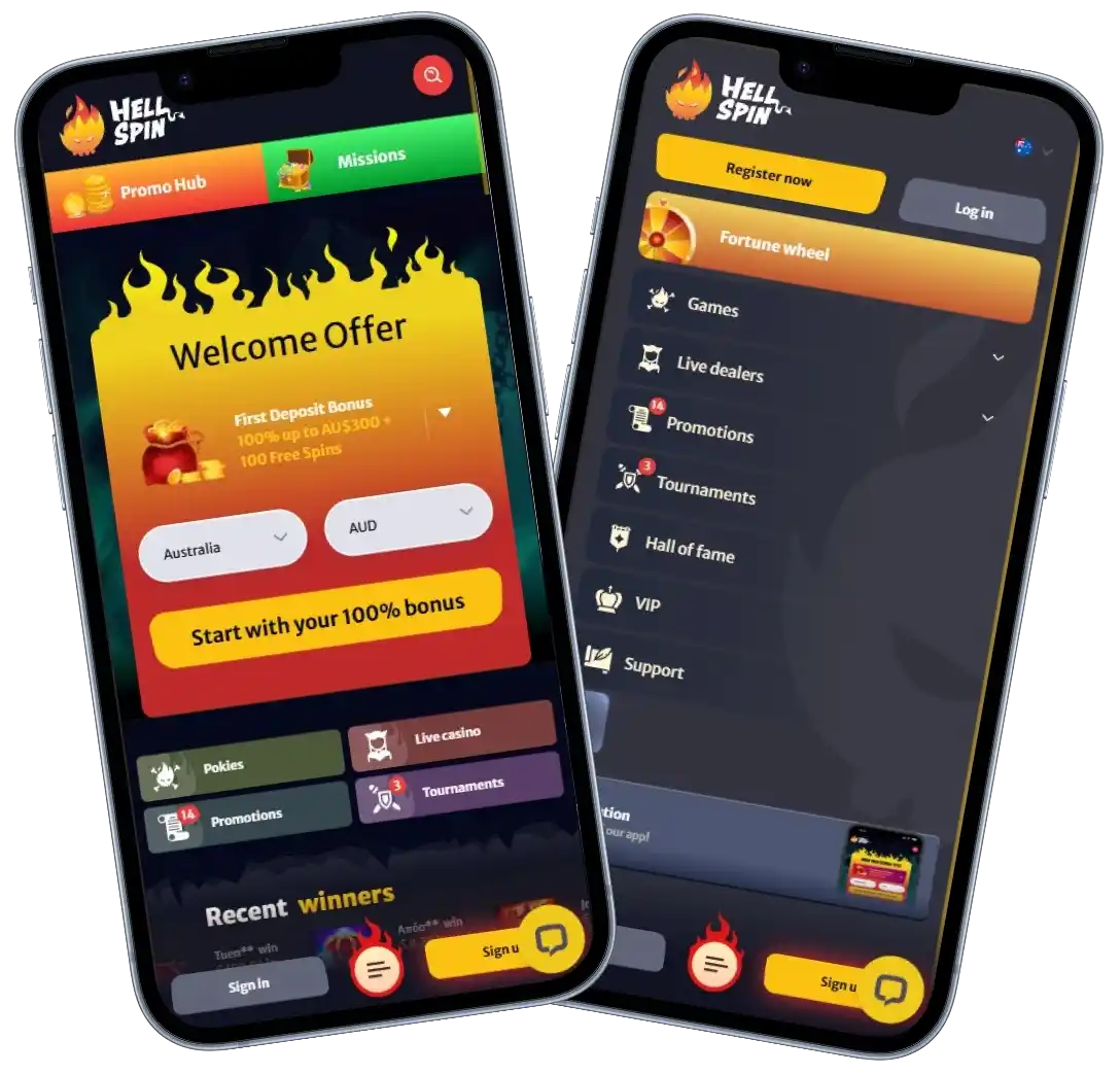 HellSpin Casino mobile app gameplay screens